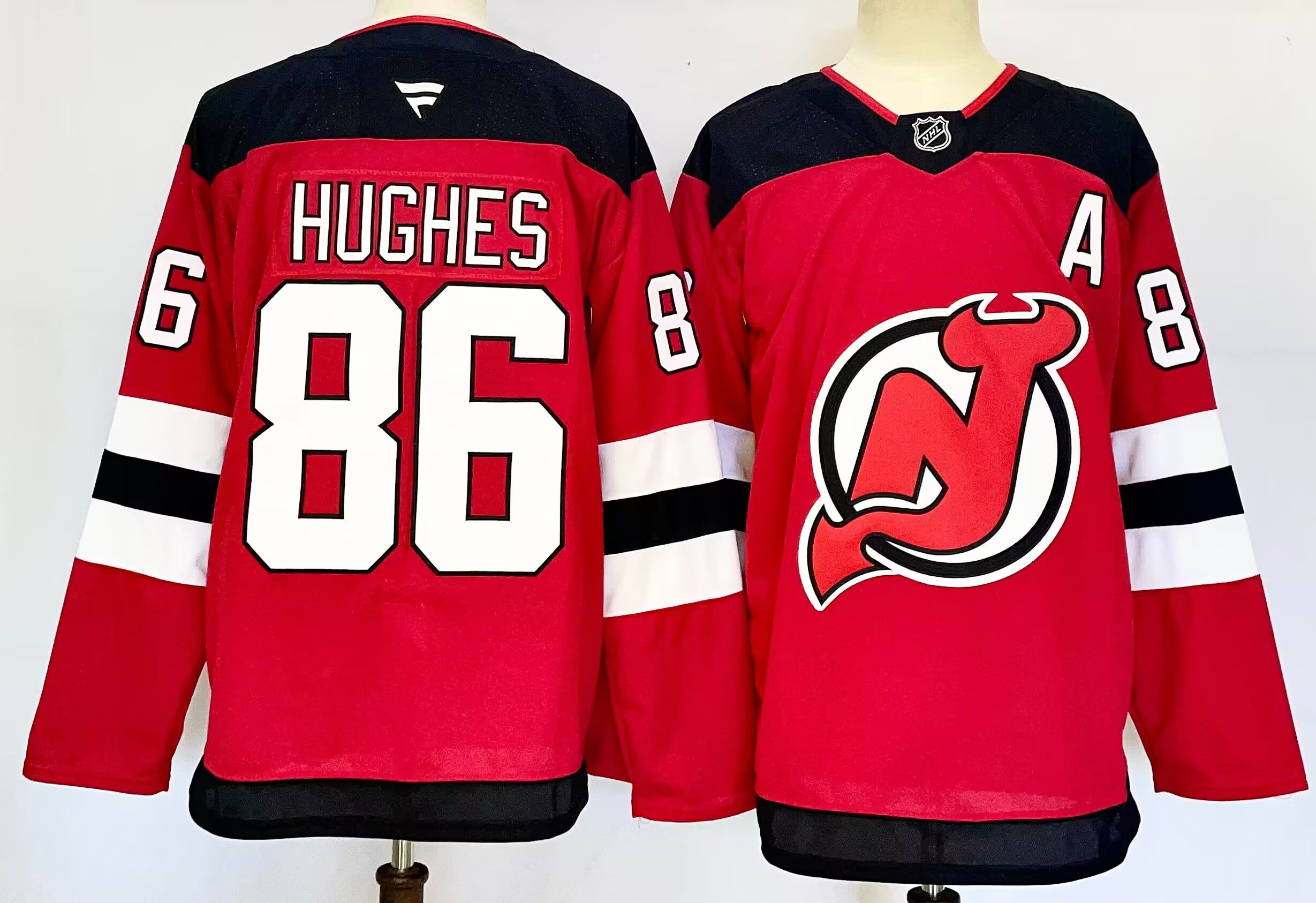 Men New Jersey Devils #86 Hughes Red 2025 Home Premier Player NHL Jersey